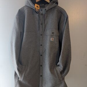 Carhartt Men's Gray Hooded Jacket 2XL